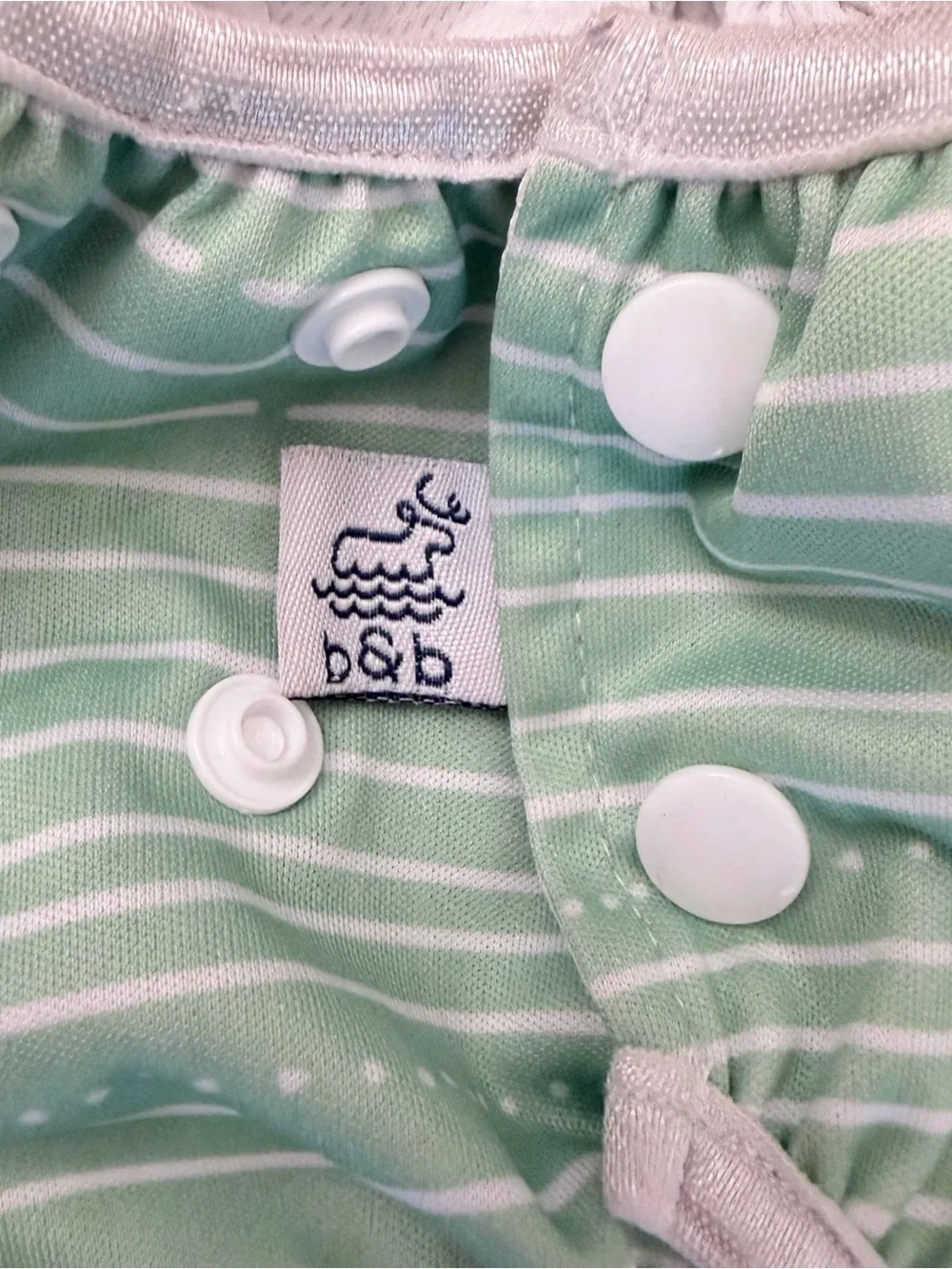 Adjustable Mint Green Kids Swim Diaper Cover with White Stripe Detail